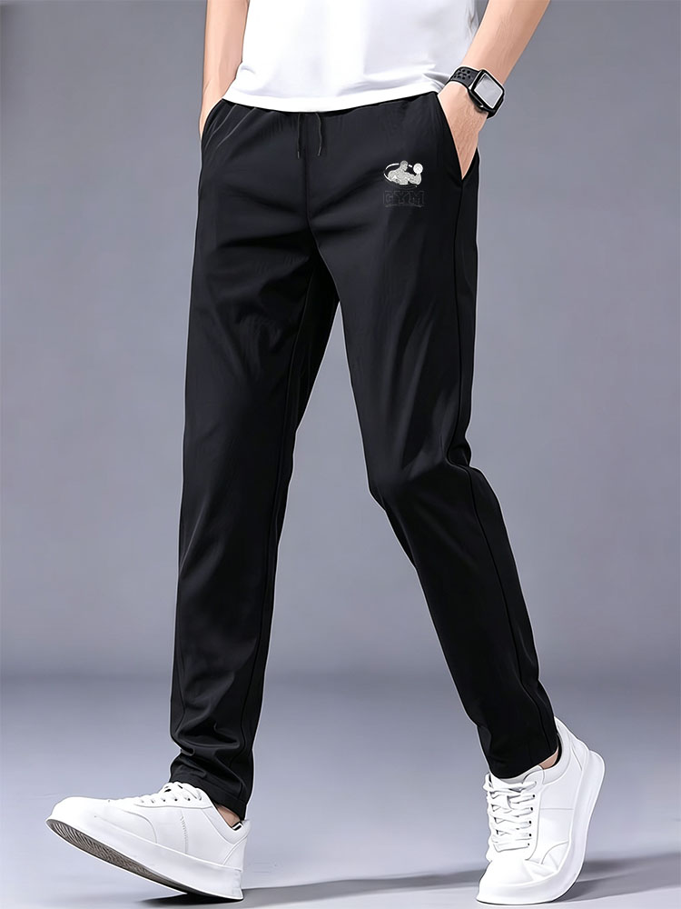 Outdoor Sport Hiking Pants - Men GYM Muscle Dumbbell Print Ice