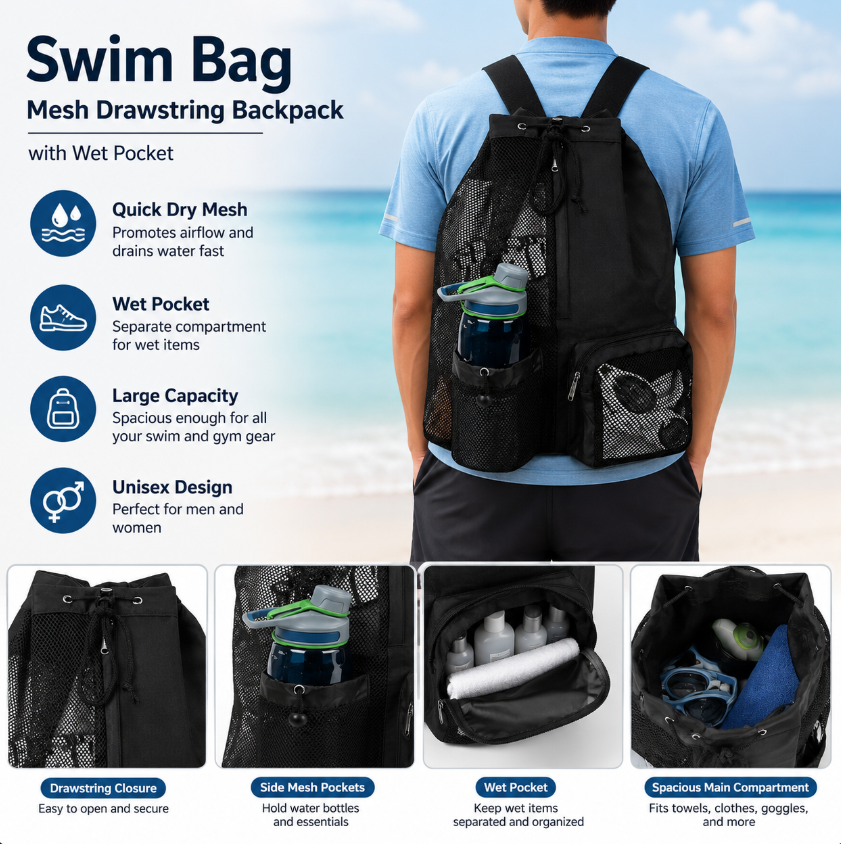 Drawstring Beach Storage Bag M - Outdoor Sport Backpack avis et prix